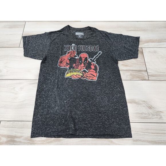 vtg Mens Marvel Deadpool Taco Tuesday Shirt Graphic Tee Gray Soft T-Shirt size M - Picture 1 of 4